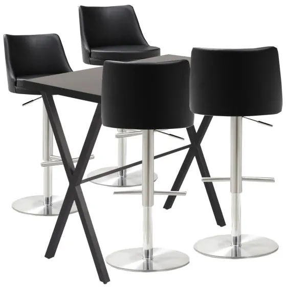 Conjunto de mesa de bar Homeville Grappa/Luna banqueta preta/cromada