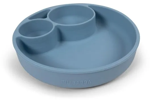 Filibabba Prato dividido de silicone - Azul em pó