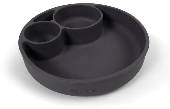 Filibabba Prato dividido de silicone - Cinza Pedra