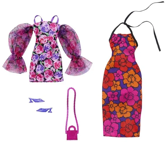 Roupas da Barbie - Moda e Acessórios com Tema Floral - Pacote Duplo para Bonecas