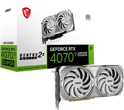 MSI GeForce RTX 4070 Ti SUPER VENTUS 2X OC WHITE - 16GB GDDR6X RAM - Placa de vídeo