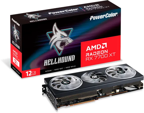 PowerColor Radeon RX 7700 XT Hellhound OC - 12GB GDDR6 VRAM - Placa de vídeo