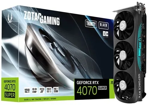 ZOTAC GeForce RTX 4070 SUPER Trinity OC Black - 12GB GDDR6X RAM - Placa de vídeo
