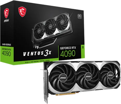 MSI GeForce RTX 4090 VENTUS 3X E OC - 24GB GDDR6X RAM - Placa de vídeo