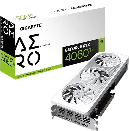 GIGABYTE GeForce RTX 4060 Ti AERO OC - 8GB GDDR6 RAM - Placa de vídeo
