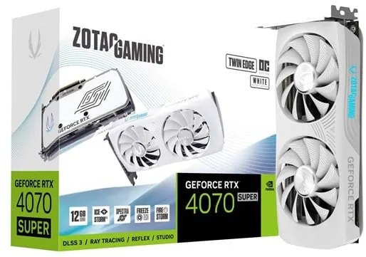 ZOTAC GeForce RTX 4070 SUPER Twin Edge OC White - 12GB GDDR6X RAM - Placa de vídeo