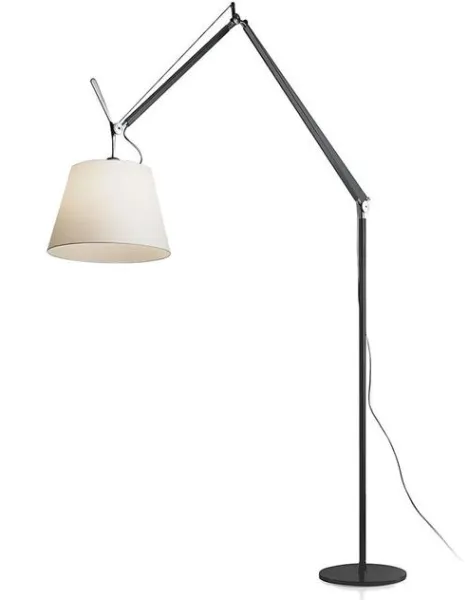 Artemide Tolomeo Mega Luminária de Piso Corpo Preto 32 cm Abajur de Pergaminho com Dimmer