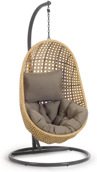 Cira, Cadeira suspensa para exterior com suporte, preta, H197x105x105 cm