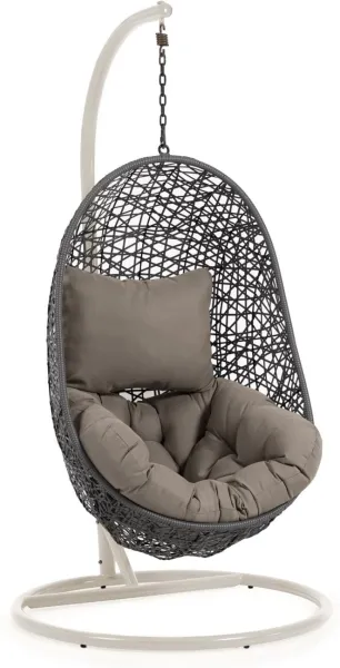 Florina, Cadeira suspensa para exterior, cinza/branco, rattan