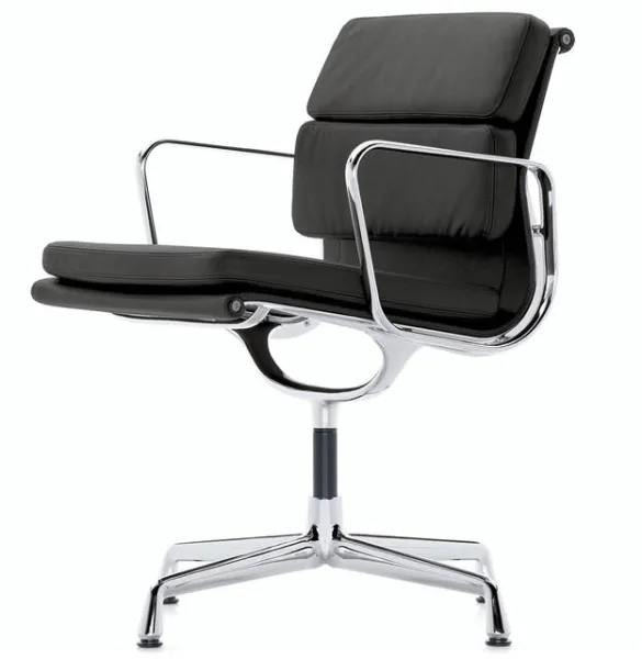 Cadeira de Escritório Vitra Soft Pad EA 208 com Função Giratória Preto/Cromado