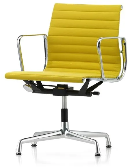 Vitra Aluminium EA 131 Cadeira de Escritório com Função Giratória e Apoios de Braço Verde Pastel/Canola