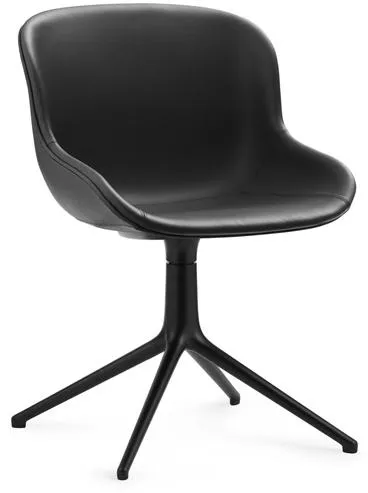 Normann Copenhagen Hyg Cadeira Giratória Estofada Preto Alumínio/Couro Preto em 41599