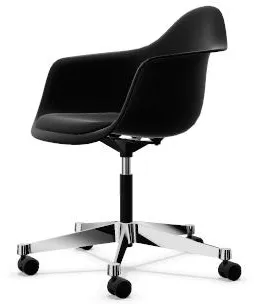 Cadeira de escritório Vitra Eames Plastic PACC com assento estofado e função giratória Preto/Preto Profundo