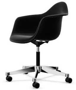 Cadeira de Escritório Vitra Eames Plastic PACC com Função Giratória Totalmente Estofada Preto/Hopsak F60