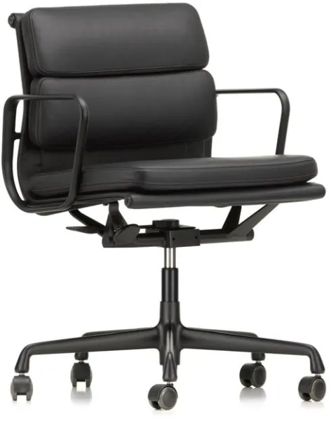 Cadeira de escritório Vitra Soft Pad EA 217 com função giratória e apoios de braço Nero