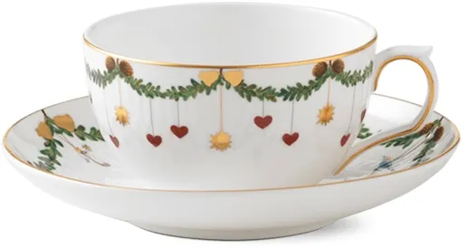 Royal Copenhagen Stjerne Riflet Natal xícara e pires - 32 cl