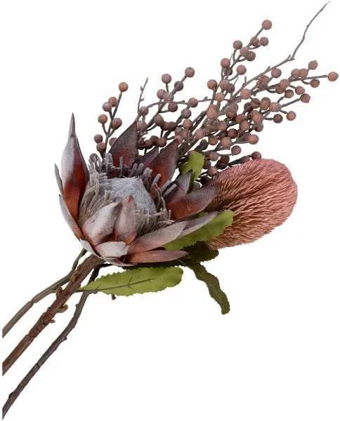 HOUSE NORDIC King Protea buquê de flores artificiais, mix - rosa plástico (A:74)