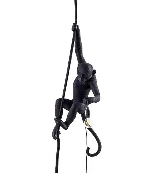 Seletti Monkey With Rope Luminária de Teto Preta para Exterior