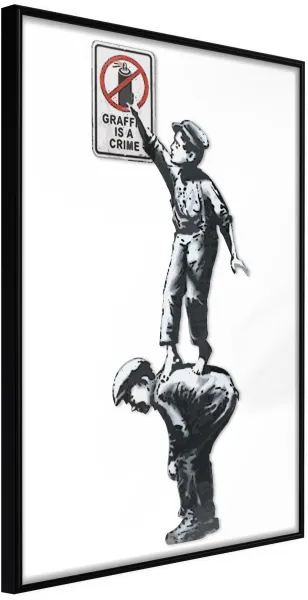 ARTGEIST Pôster com moldura - Banksy: Graffiti Is a Crime Preto 30x45