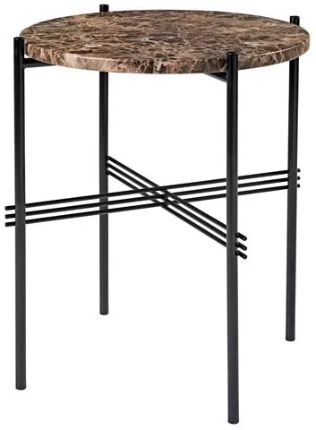 GUBI TS Mesa Lateral Redonda Ø40 Mármore Emperador Preto/Marrom