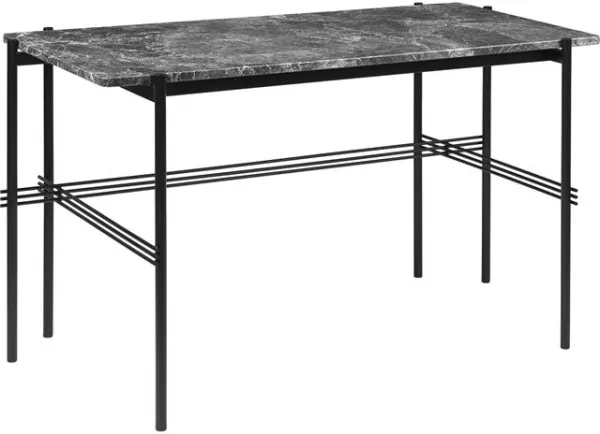GUBI TS Escrivaninha 120 x 60 cm com Base Preta e Tampo de Mármore Cinza Emperador