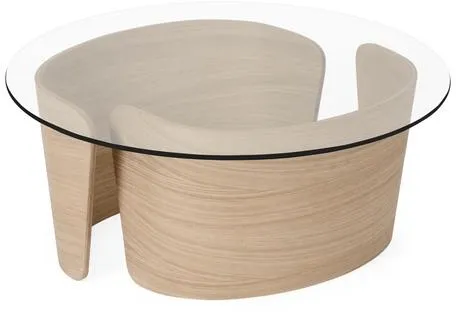 Sibast Furniture No 7 Lounge Mesa de Centro Ø70 Baixa Carvalho Branco Envernizado/Vidro