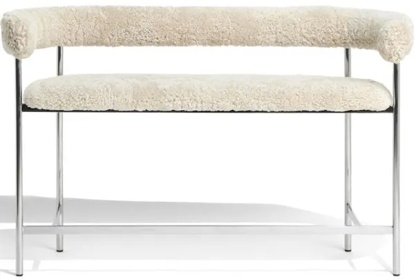 Møbel Copenhagen Font Bar Sofa 75 cm Pele de Carneiro Oyster/Estrutura de Aço Polido