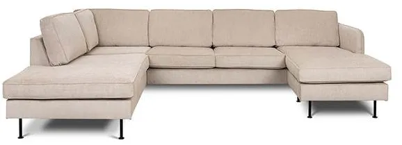 Sofá Læsø com chaise longue e open-end - 288 x 210 cm - veludo bege - virado para a direita