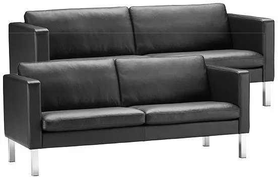 Conjunto de sofás Stouby Bace 2+3 pessoas com couro preto