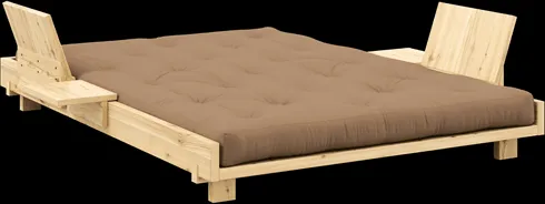 Karup Design Social Sofá-cama com 2 Encostos, Mesas Laterais e Colchão 140x200 Mocca/Lacado Claro