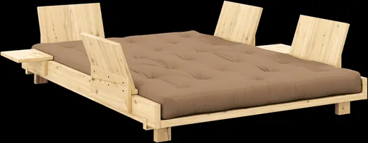 Karup Design Social Sofá-cama com 4 Encostos, Mesas Laterais e Colchão 140x200 Mocca/Lacado Claro