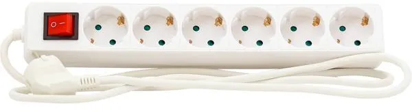 Extensão com interruptor 6 tomadas com aterramento 1,5m 3G1