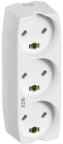 Tomada LK com 3 plugues retangulares EDB 2 polos com aterramento, branca