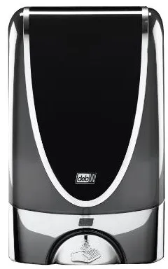 Dispenser Deb Stoko, sem toque, em plástico preto com borda cromada, 1,2 L