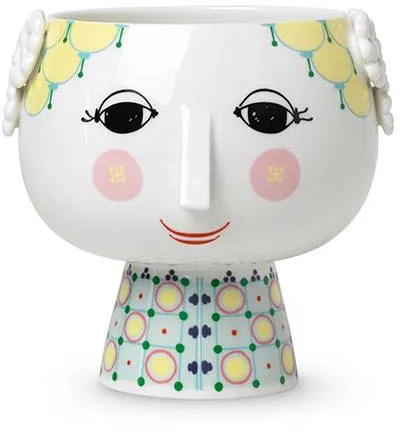 Bjørn Wiinblad Eva cachepô de porcelana com base - Ø15,5 cm - Amarelo
