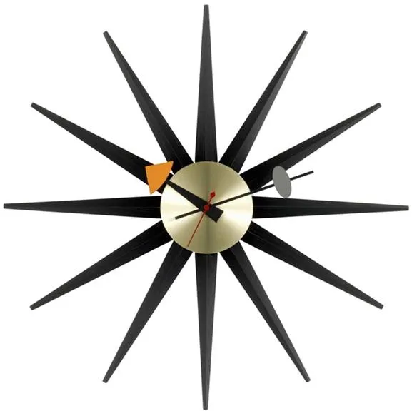 Relógio Vitra Sunburst Preto/Latão