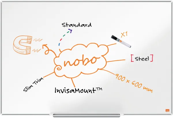 Nobo Impression Pro quadro branco de aço 90x60cm branco